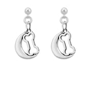 Dog Bone Dangle Earrings, Bark At The Moon