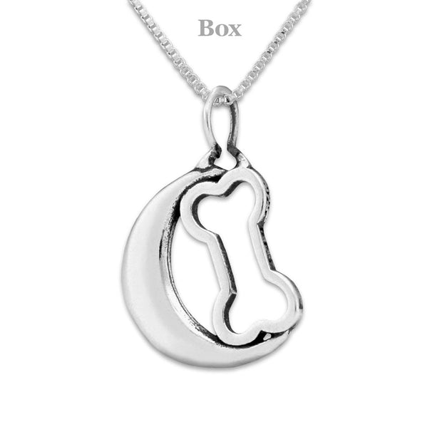 Dog Bone Necklace,  Bark At The Moon Pendant
