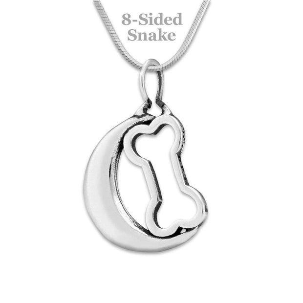 Dog Bone Necklace,  Bark At The Moon Pendant