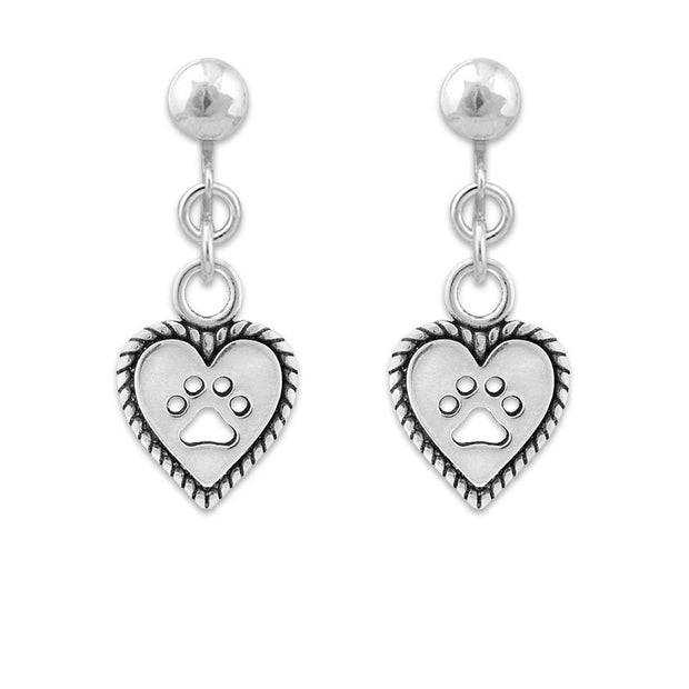 Paw and Heart Earrings, Roped Into Your Love Heart