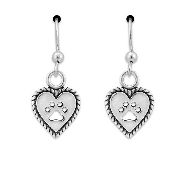 Paw and Heart Earrings, Roped Into Your Love Heart