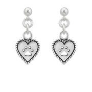 Paw and Heart Earrings, Roped Into Your Love Heart