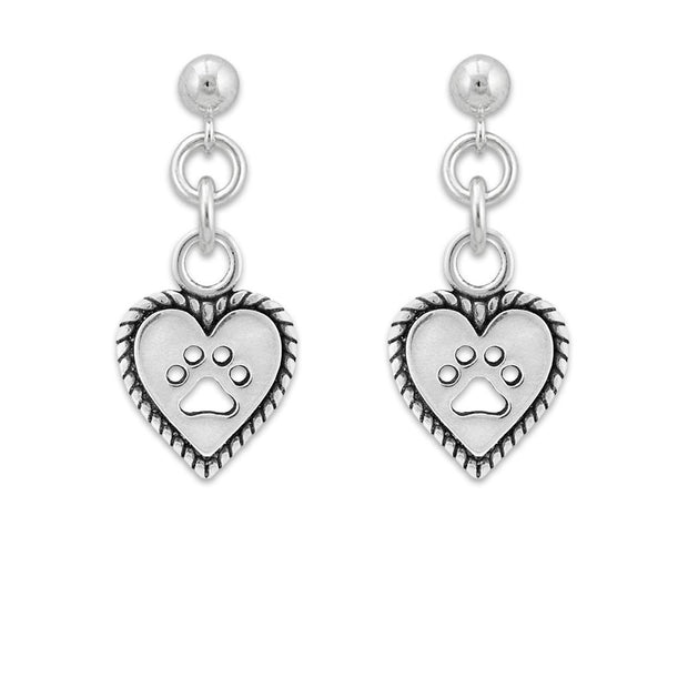 Paw and Heart Earrings, Roped Into Your Love Heart