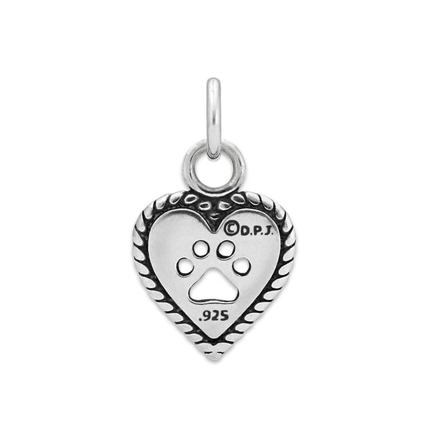 Paw and Heart Necklace, Roped Into Your Love Heart Pendant