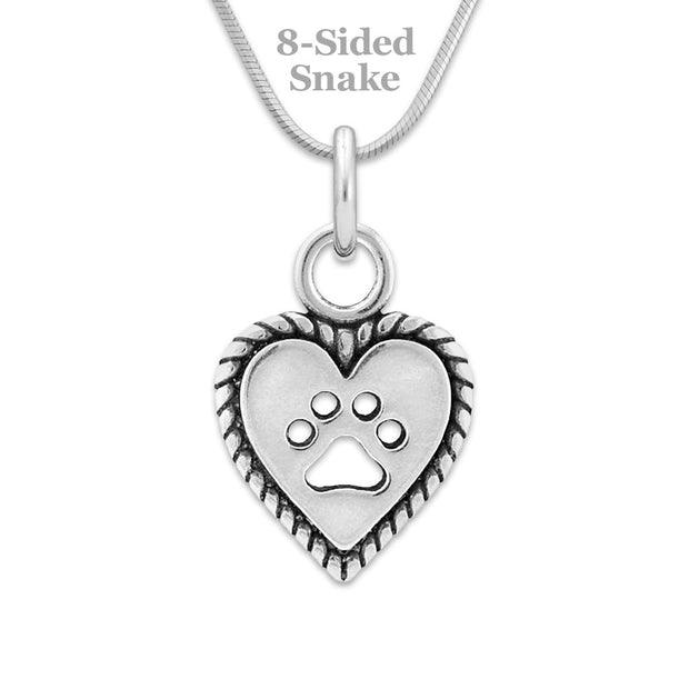 Paw and Heart Necklace, Roped Into Your Love Heart Pendant