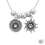 Cat and Dog Paw Necklace,  Flower Pawer & You Light Up My Life Charm