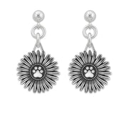 Flower and Paw Print Earrings, Flower Pawer