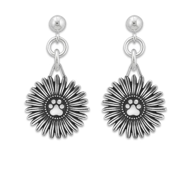 Flower and Paw Print Earrings, Flower Pawer