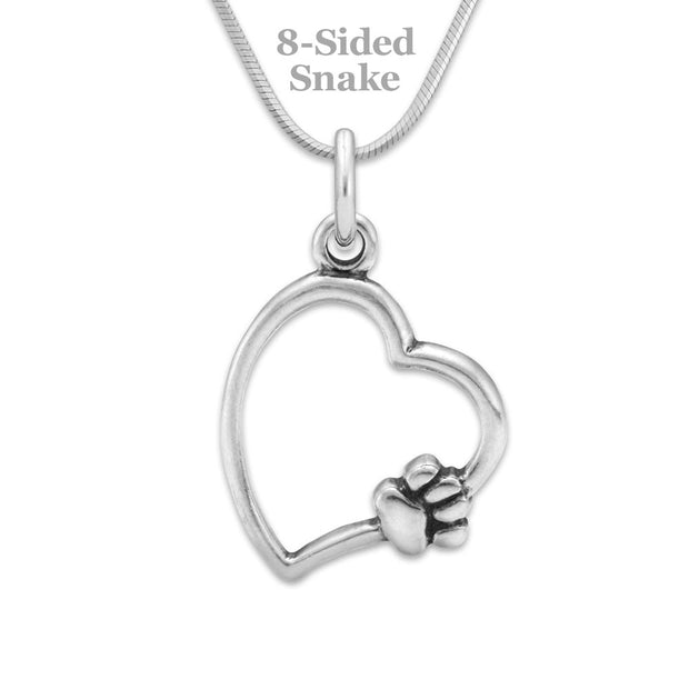 Paw and Heart Necklace, Paw on My Heart Paw Charm, Right