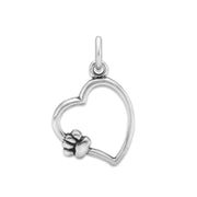 Paw and Heart Necklace, Paw on My Heart Paw Charm, Left