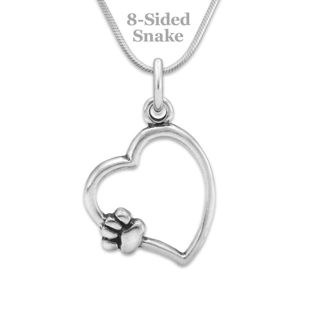 Paw and Heart Necklace, Paw on My Heart Paw Charm, Left