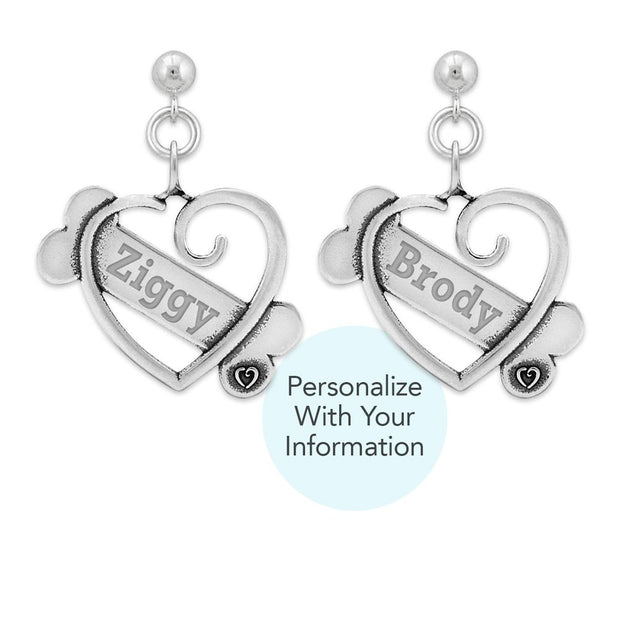 Personalized Heart and Bone Earrings, K-9 Cupid