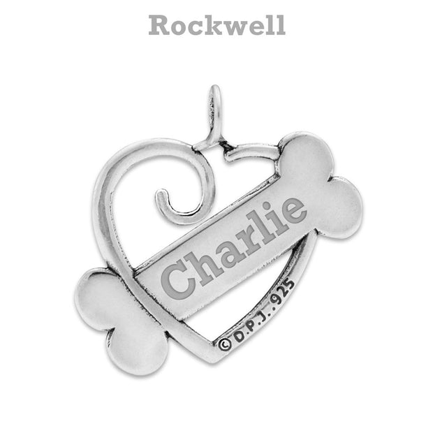 Personalized Dog Bone and Heart Necklace, K-9 Cupid Pendant