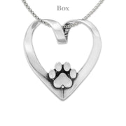Heart and Paw Necklace, Heart Dog Slide