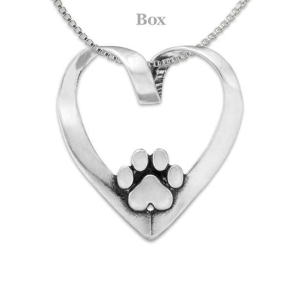 Heart and Paw Necklace, Heart Dog Slide