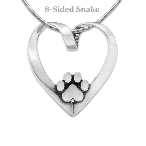 Heart and Paw Necklace, Heart Dog Slide
