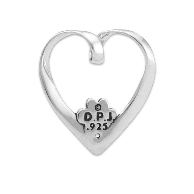 Heart and Paw Necklace, Heart Dog Slide