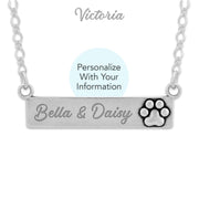 Personalized Sterling Silver Luxury Paw Nameplate Necklace