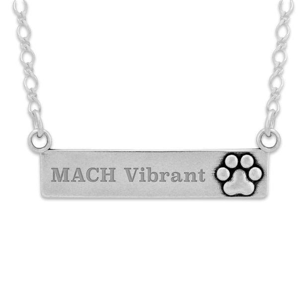 Personalized Sterling Silver Luxury Paw Nameplate Necklace