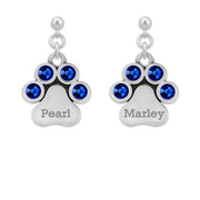 Personalized Crystal Paw Print Earrings, You Are My Shining Light