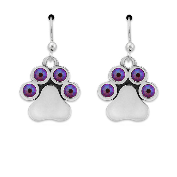 Personalized Crystal Paw Print Earrings, You Are My Shining Light