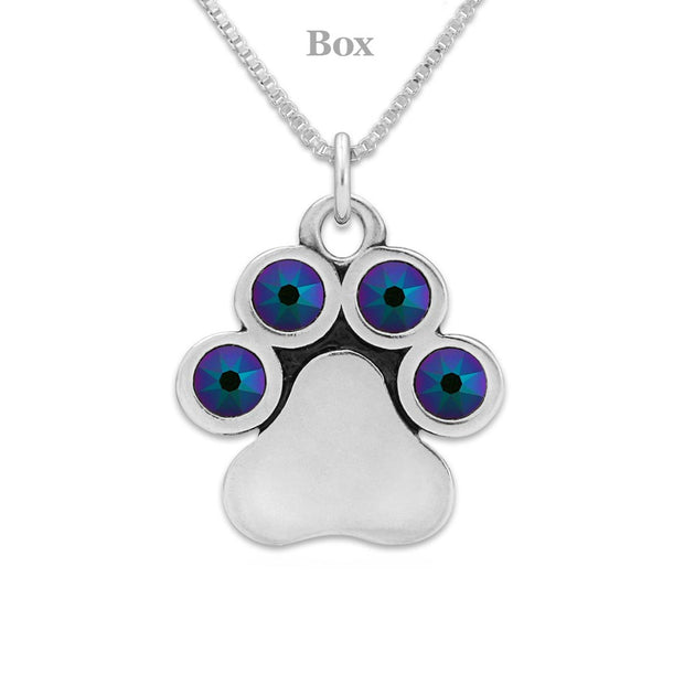 Personalized Crystal Paw Necklace, You Are My Shining Light Birthstone