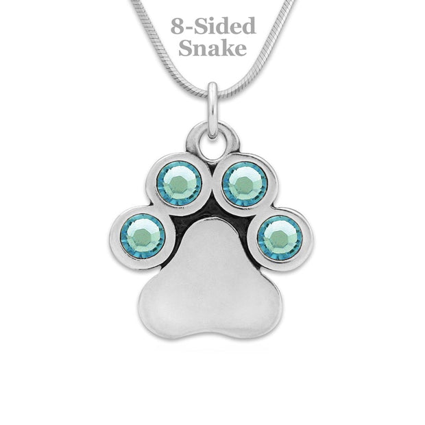 Personalized Crystal Paw Necklace, You Are My Shining Light Birthstone