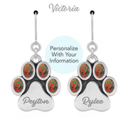 Personalized Paw Print Earrings with Semi-Precious Stone, Ultimate PawFection