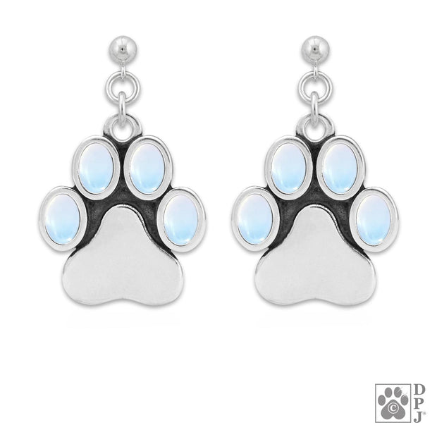 Personalized Paw Print Earrings with Semi-Precious Stone, Ultimate PawFection