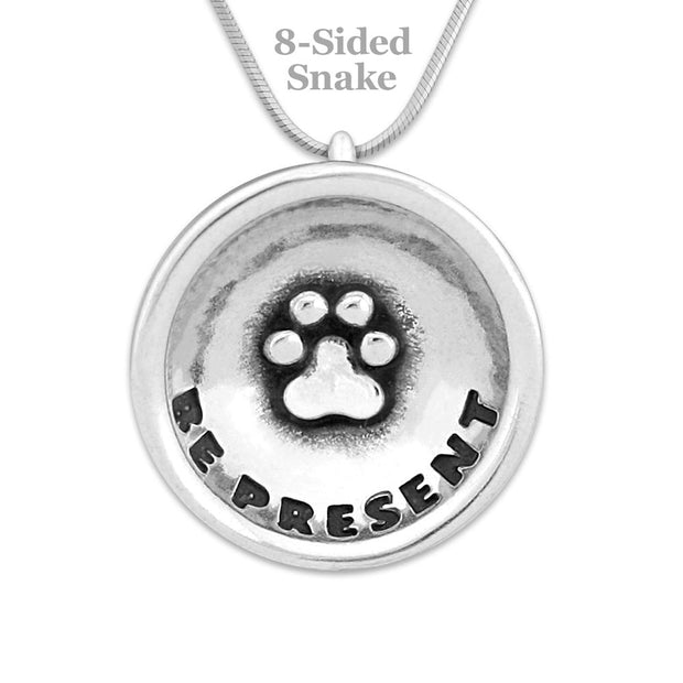 Paw Print Necklace, Be Present Pendant