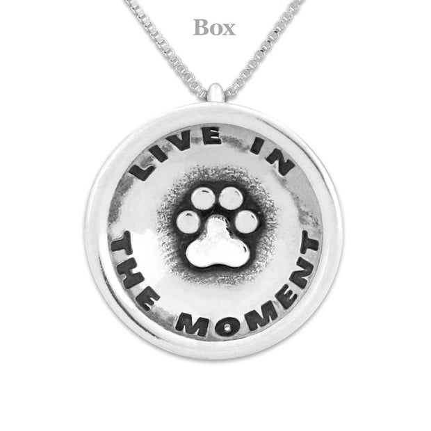 Dog Paw Necklace, Live In The Moment Pendant