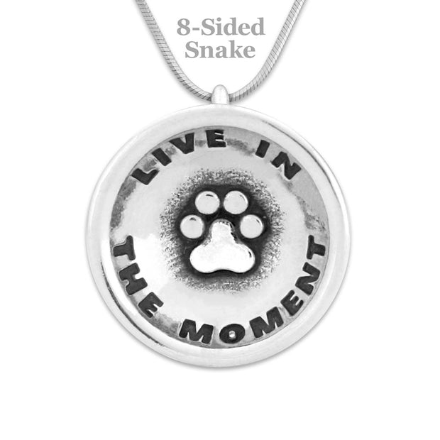 Dog Paw Necklace, Live In The Moment Pendant