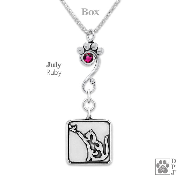 Sterling Silver Cat Crystal Necklace