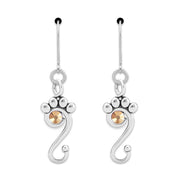 Pawsatively Connected Paw Print Earrings w/Crystal