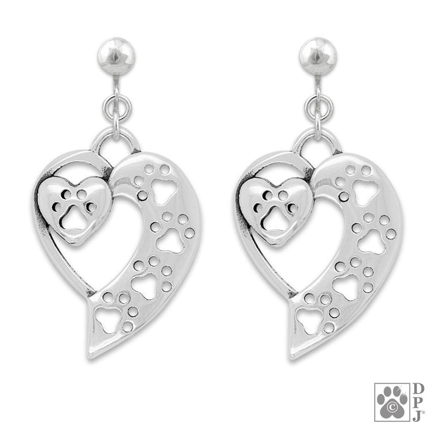 Paw and Heart Earrings, We Love All Paws -- new