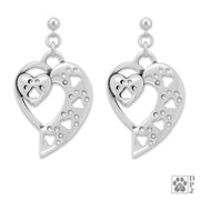 Paw and Heart Earrings, We Love All Paws -- new