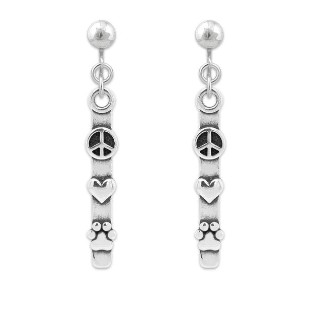 Peace Love Paws Earrings and Jewelry in Sterling Silver