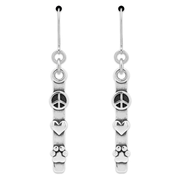 Peace Love Paws Earrings and Jewelry in Sterling Silver