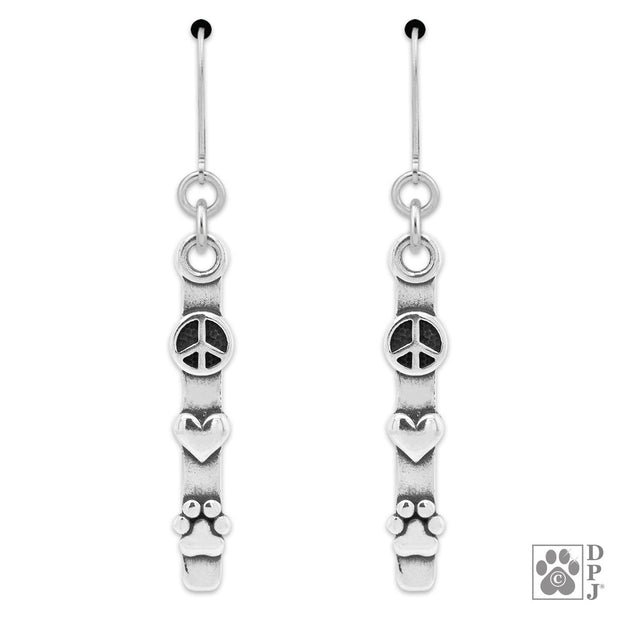 Peace Love Paws Earrings and Jewelry in Sterling Silver