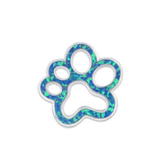 Sterling Silver Blue Opal Paw Print Pendant