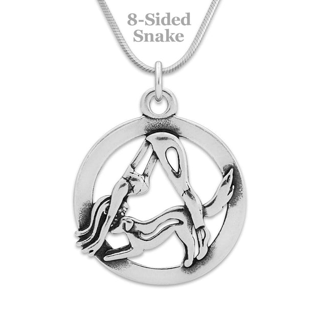 Adho Mukha Svanasana Yoga Pose Necklace Doga Jewelry in Sterling Silver