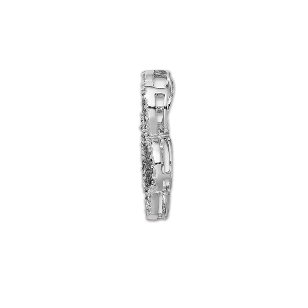 CZ Paw Print Necklace Pendant In Sterling Silver