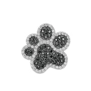 CZ Paw Print Necklace Pendant In Sterling Silver