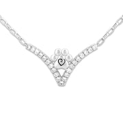 Cubic Zirconia and Sterling Silver Necklace with Pawprint.