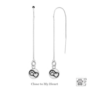 Paw Print and Heart Thread Earrings, Close To My Heart