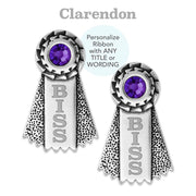Personalized Crystal Ribbon Stud Earrings In Sterling Silver, Championship Jewelry