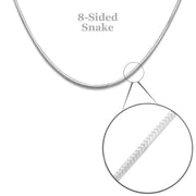 Sterling Silver 8-Sided Snake Chain 16"