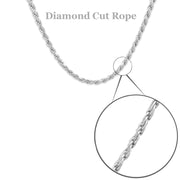 Sterling Silver Diamond Cut Rope Chain 24"