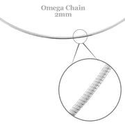 Sterling Silver Oval Omega Chain 2mm, 16"