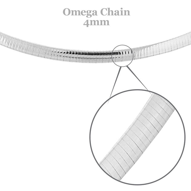Sterling Silver Reversible Omega Chain 4 mm, 16"